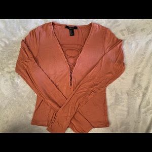Forever 21 lace up front sweater